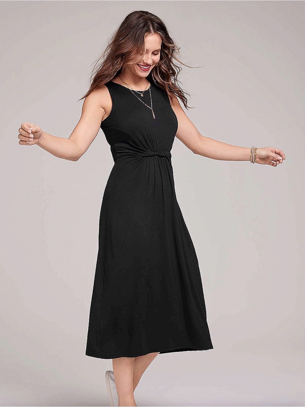 Maurices 24/7 NWT Tansy Twist Dress black midi dress tie front detail size OX 1X
